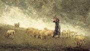 Winslow Homer, Shepherdess still control the sheep